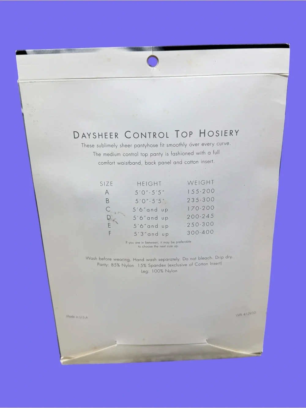 Vintage Lane Bryant Daysheer  Control Top Pantyhose Beige Size E